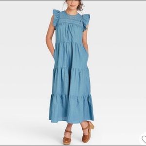 Universal Thread Flutter Short Sleeve Tiered Dress